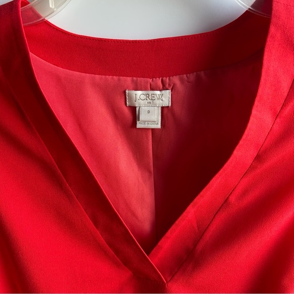 J.Crew Dress Red Classic Sleeveless V-Neck Lightweight Flare Sheath Size 0 - Picture 2 of 3